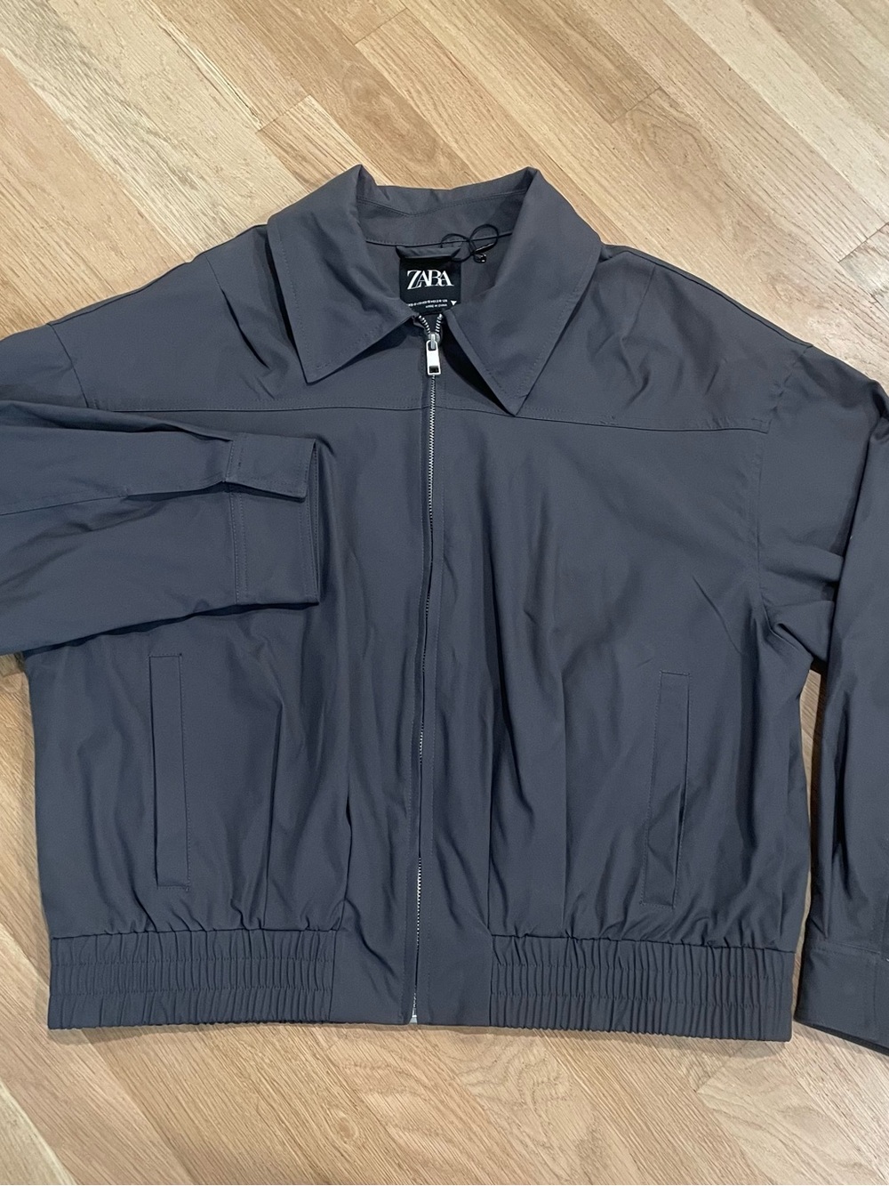 Zara Women Dark Charcoal Lightweight Zip Jacket XS-S